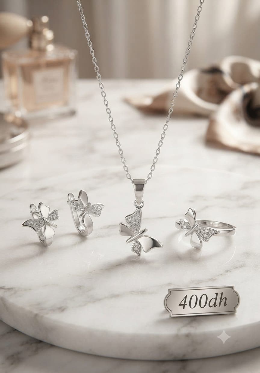 Set de Bijoux Papillon en Argent